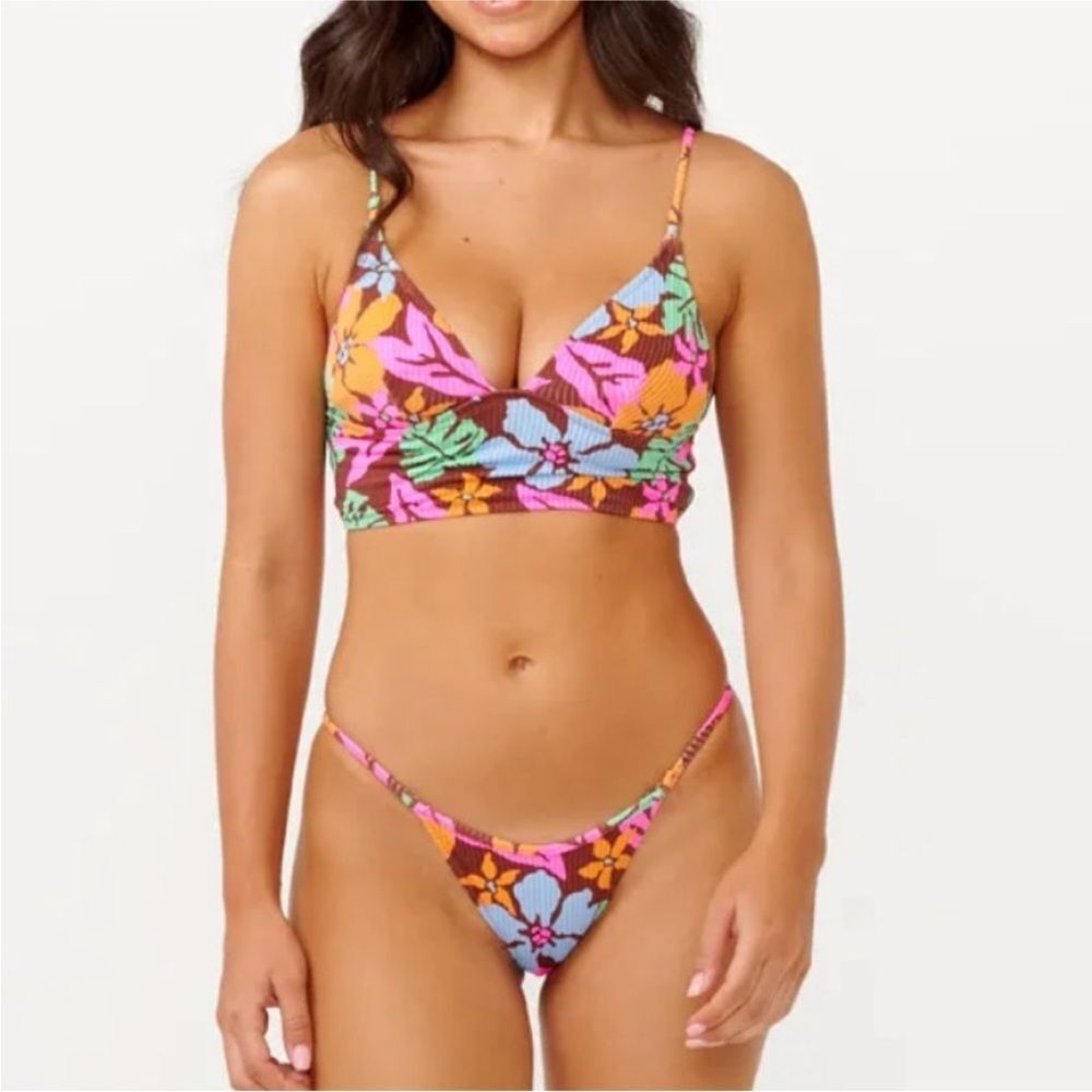 Rip Curl Sun To Sea Long Line Crop, Sun To Sea Skimpy Coverage Bottom SMALL